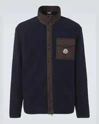 Moncler Cardigan in misto lana con zip Blu