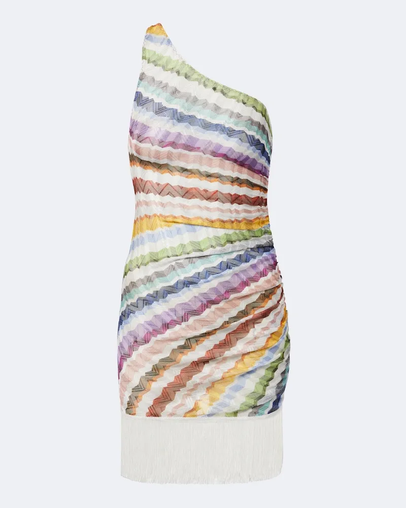 Missoni Abito da spiaggia monospalla con frange Multicolore