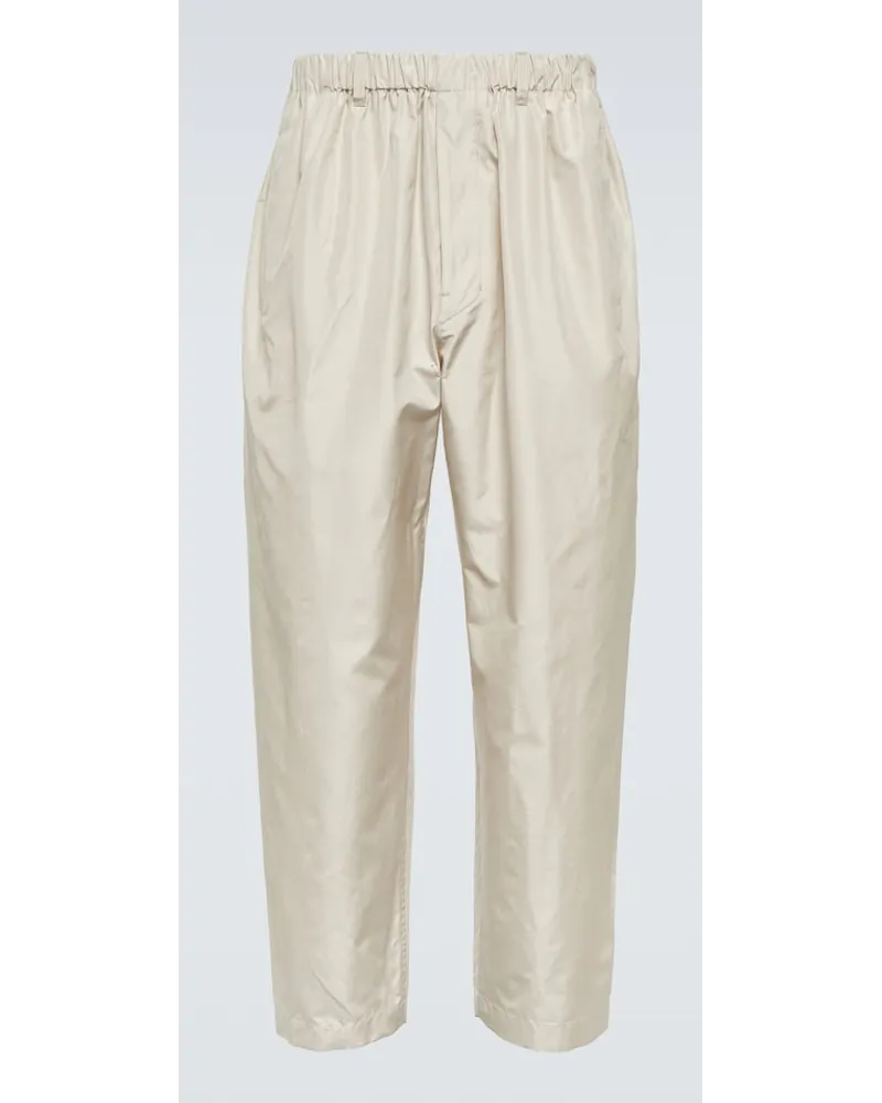 Christophe Lemaire Pantaloni regular in seta Beige