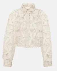 Isabel Marant Camicia cropped in pizzo di cotone Bianco