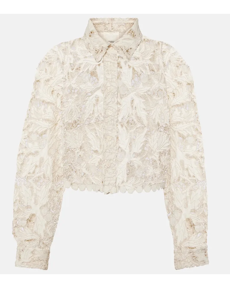 Isabel Marant Camicia cropped in pizzo di cotone Bianco