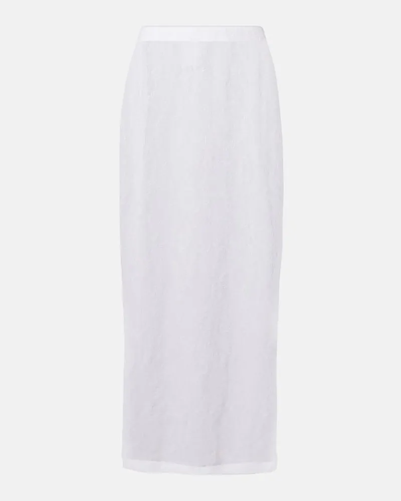 WARDROBE.NYC Gonna midi in pizzo trasparente Bianco