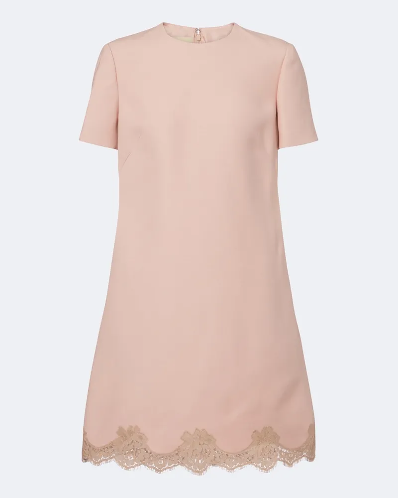 Valentino Garavani Abito corto in lana e seta con pizzo Rosa