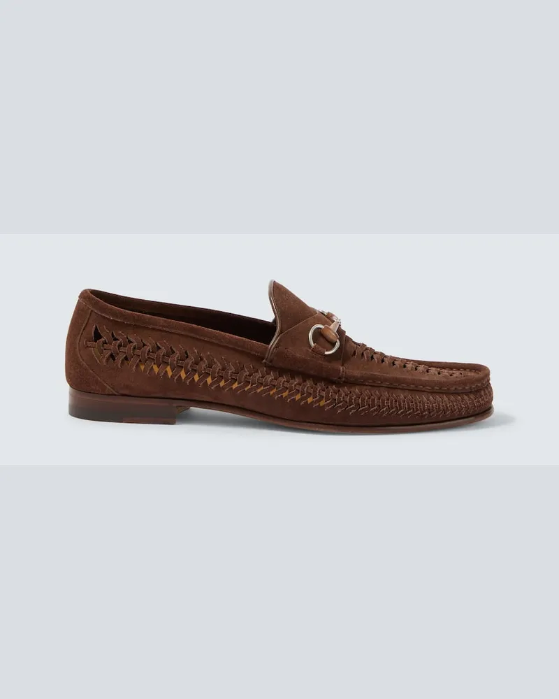 Gucci Mocassini Bamboo Horsebit in suede Marrone