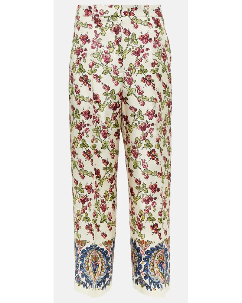Etro Pantaloni culotte a gamba larga in seta Multicolore