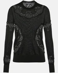 Dolce & Gabbana Pullover in misto cashmere con pizzo Nero