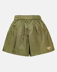 Prada Shorts in Re-Nylon con logo Verde