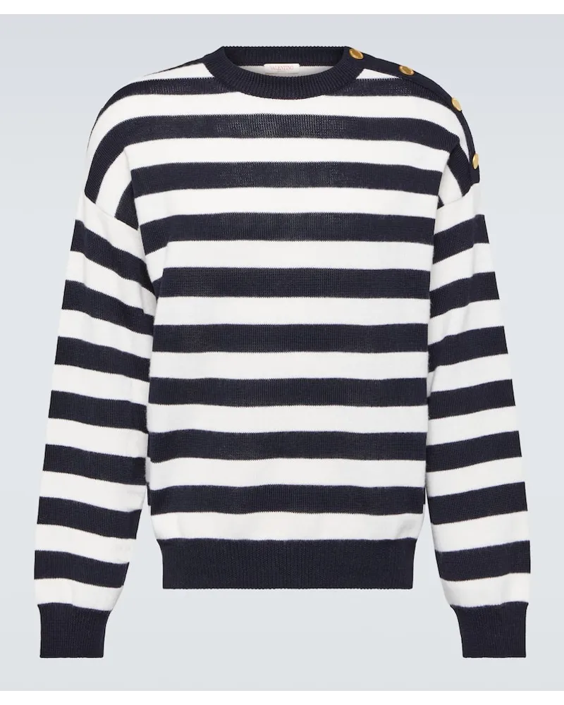 Valentino Garavani Pullover in cotone e lana a righe Multicolore