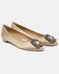 Manolo Blahnik Ballerine Hangisiflat in raso Beige