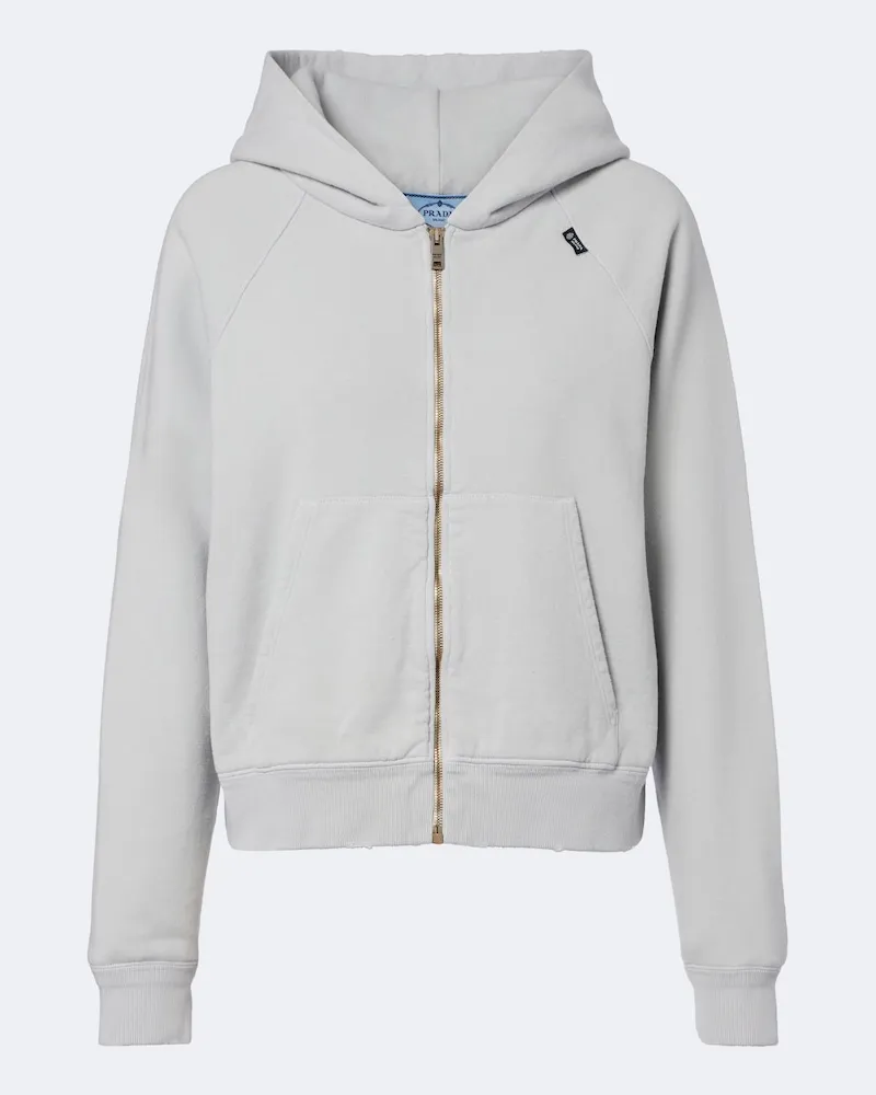 Prada Felpa con cappuccio in jersey di cotone Grigio