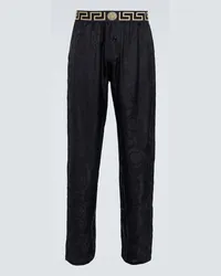 Versace Pantaloni pigiama Barocco in twill Nero