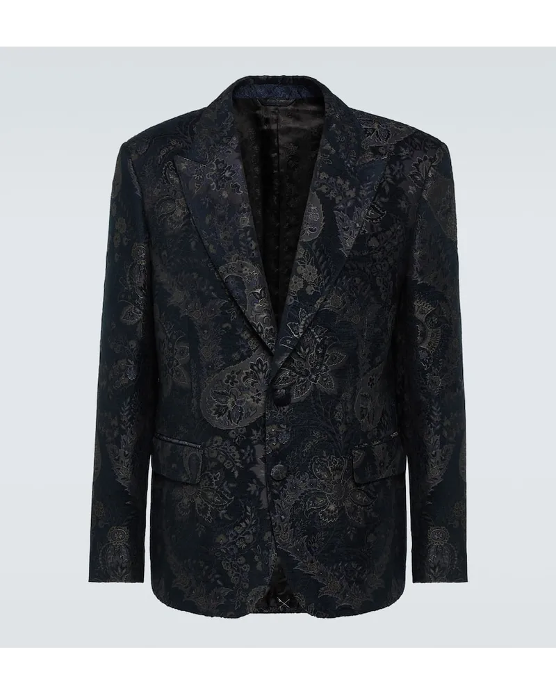 Etro Blazer in jacquard di velluto Nero