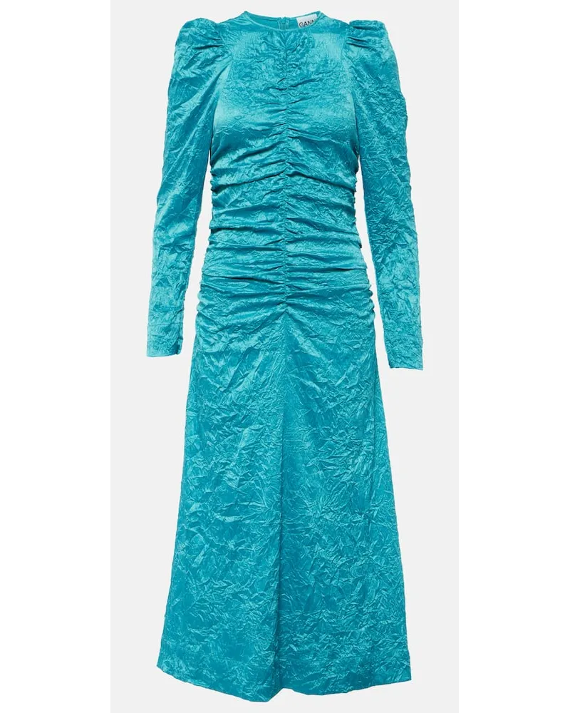 Ganni Abito midi in raso Blu
