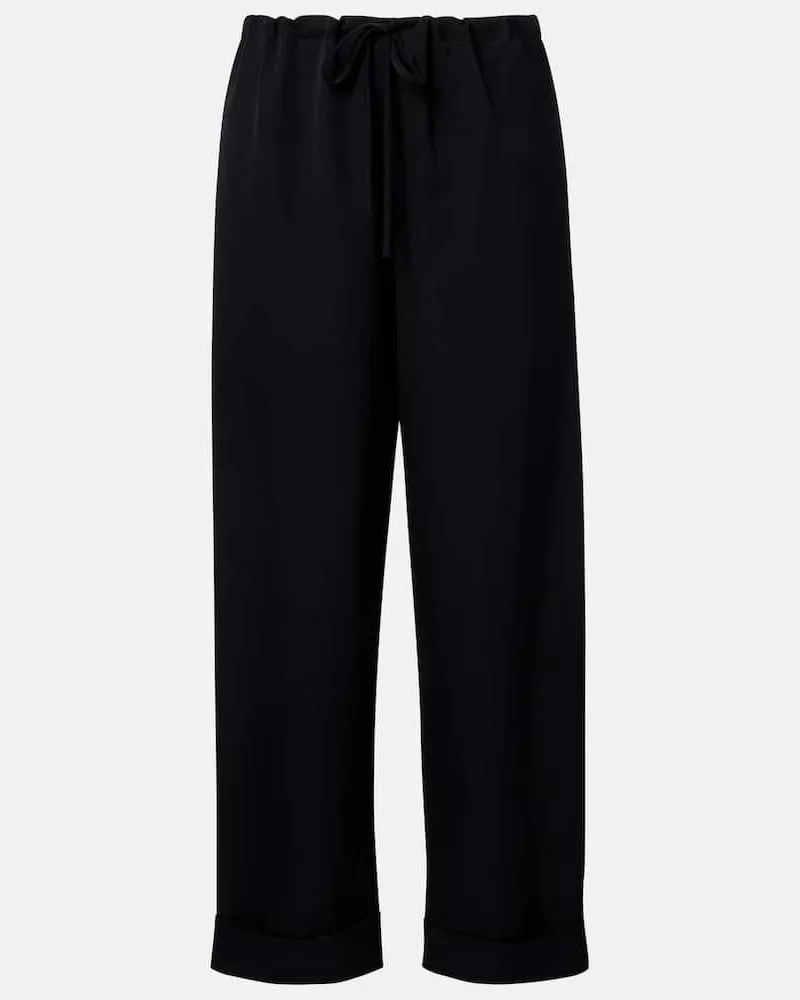 The Row Pantaloni regular Delano in lana Nero