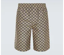 Gucci Shorts in misto lino GG Beige