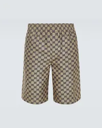 Gucci Shorts in misto lino GG Beige