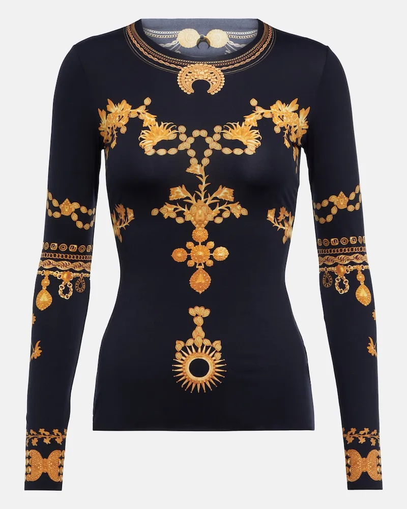 Marine Serre Top in jersey con stampa Multicolore