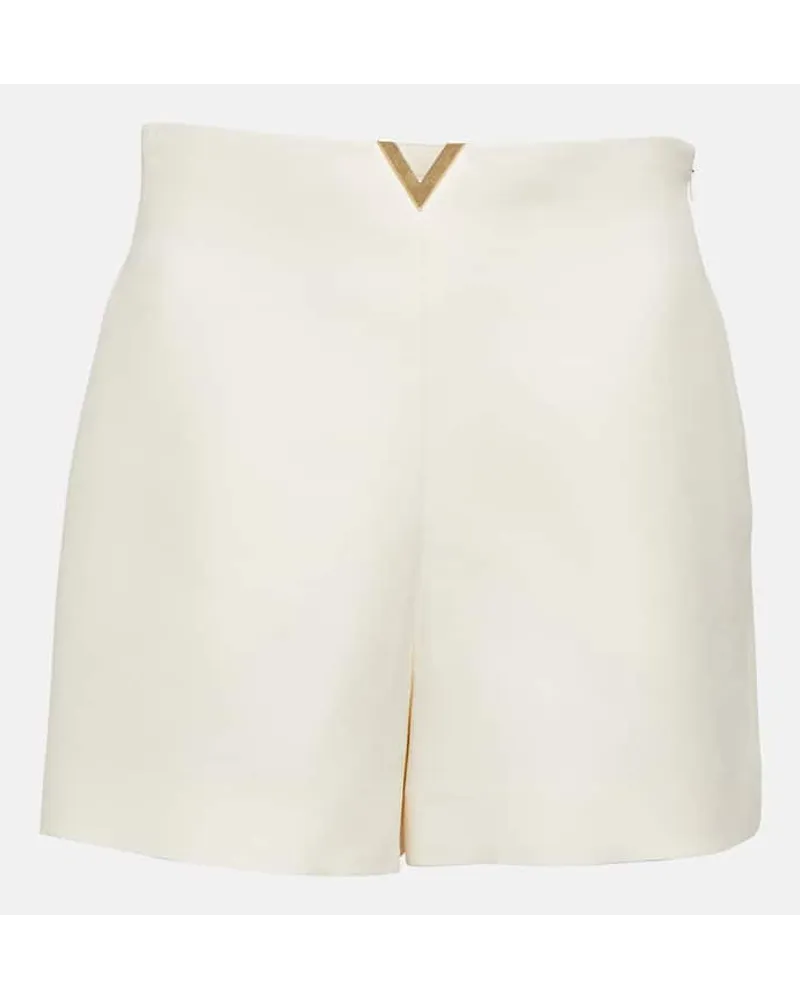 Valentino Garavani Shorts Vlogo in crÃªpe di lana e seta Bianco