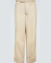 Thom Browne Pantaloni regular in misto cotone Beige