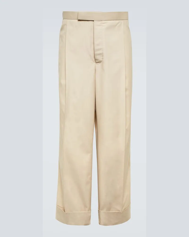 Thom Browne Pantaloni regular in misto cotone Beige