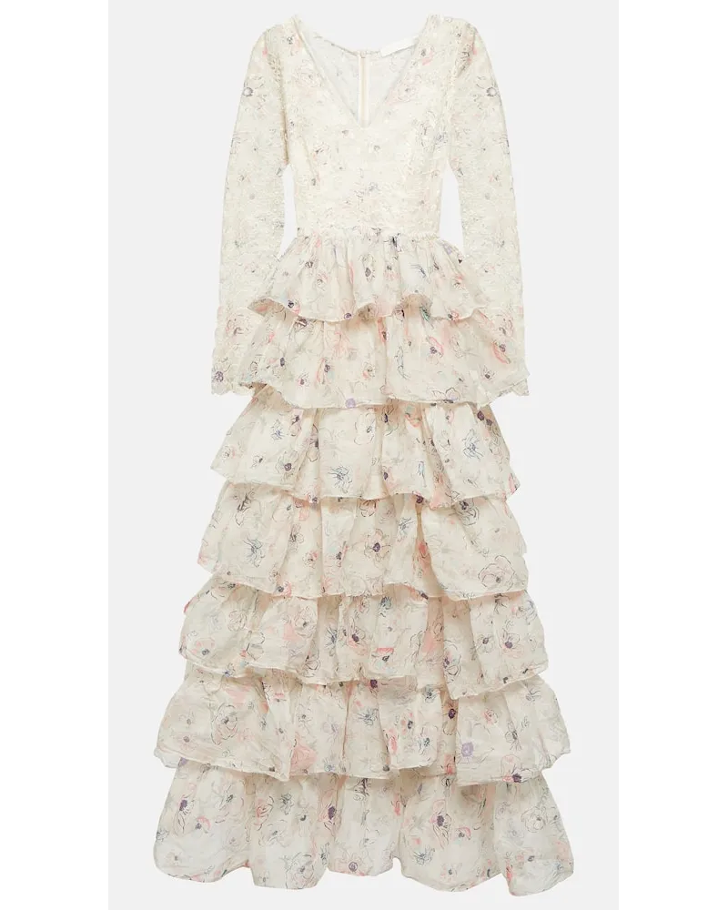Zimmermann Abito lungo Halliday in cotone con stampa Bianco