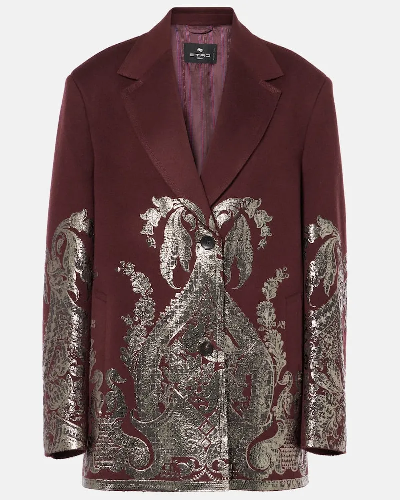 Etro Cappotto in lana e cashmere Borgogna