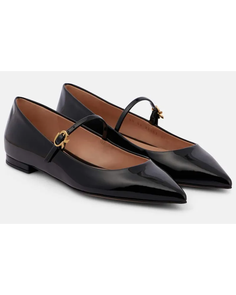 Gianvito Rossi Ballerine Mary Jane Ribbon Jane in vernice Nero