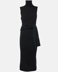 Maison Margiela Abito midi in misto lana con fiocco Nero