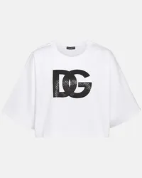 Dolce & Gabbana T-shirt in jersey di cotone con logo Bianco