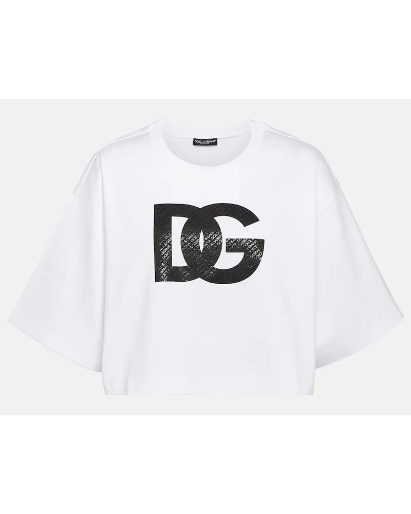 Dolce & Gabbana T-shirt in jersey di cotone con logo Bianco