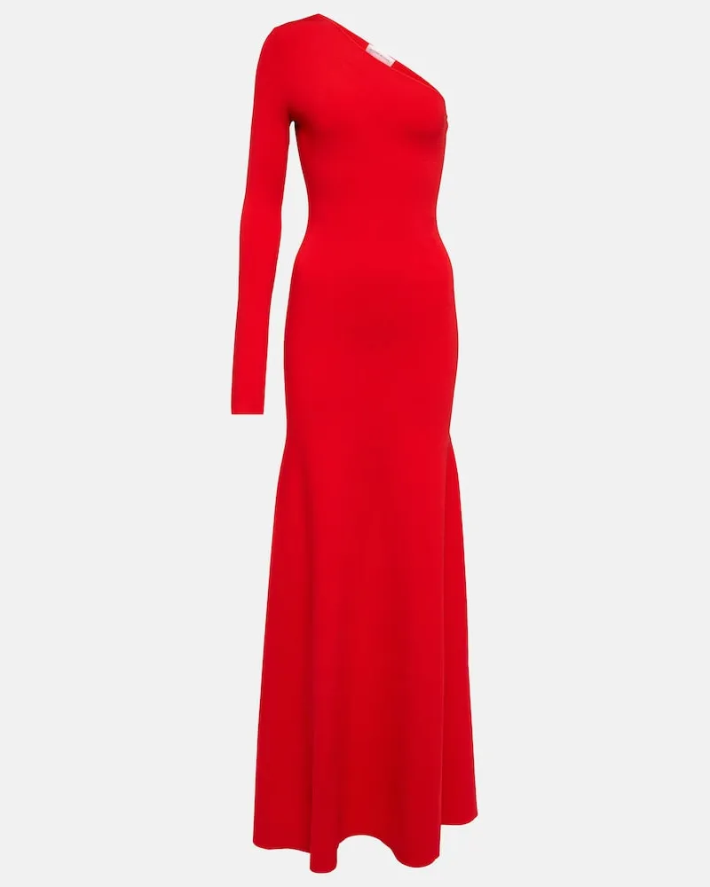 Victoria Beckham Abito lungo monospalla in maglia Rosso