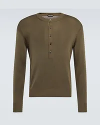 Tom Ford Top in seta con bottoni Verde