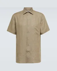 Loro Piana Camicia da bowling André in lino Beige