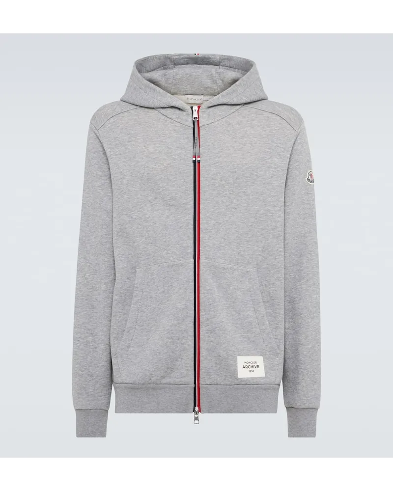 Moncler Felpa in cotone con zip Grigio