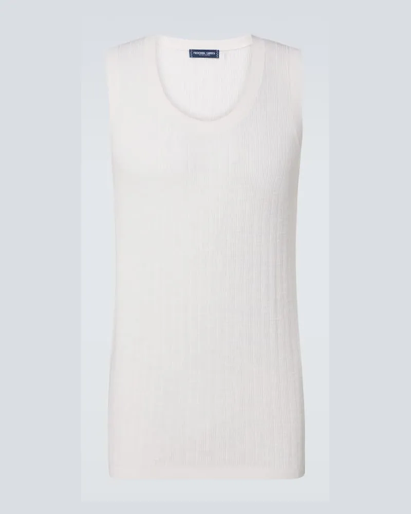Frescobol Carioca Tank top Prado in misto cotone e lino Bianco