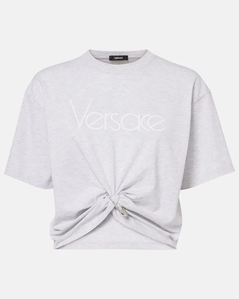 Versace Top cropped 1978 Re-Edition in cotone Grigio