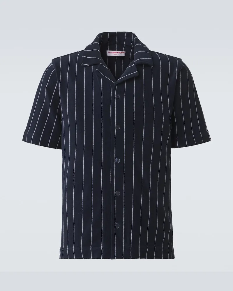 Orlebar Brown Camicia Hawkin in spugna di cotone a righe Blu