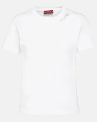 Gucci T-shirt in jersey di cotone con logo Bianco