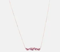 Collana Frenesia Bar in oro rosa 14kt con diamanti e rodolite