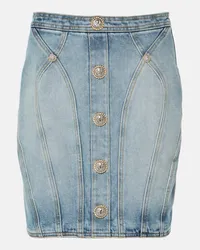 Balmain Minigonna di jeans a vita alta Blu