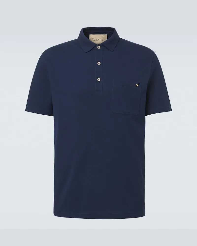 Valentino Garavani Polo VGold in jersey piquÃ© di cotone Blu