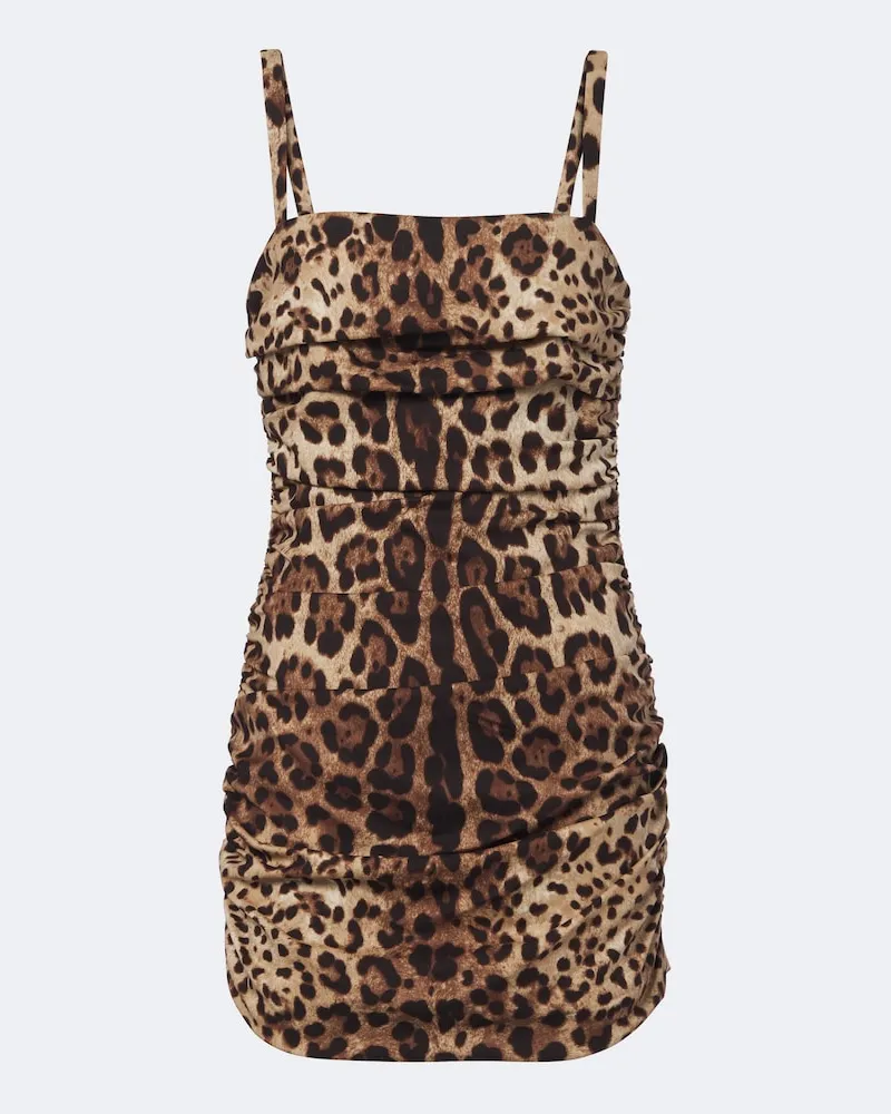 Dolce & Gabbana Abito corto in charmeuse di misto seta Marrone