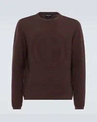 Giorgio Armani Pullover in misto lana con logo Marrone