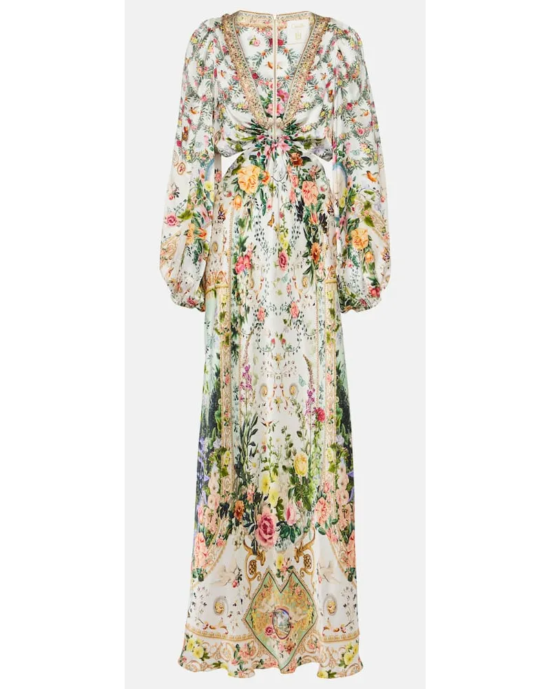 Camilla Abito lungo in seta con cut-out Multicolore