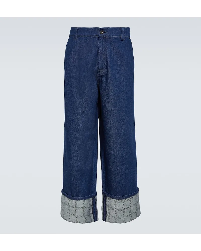 J.W.Anderson Jeans a gamba larga con logo Blu