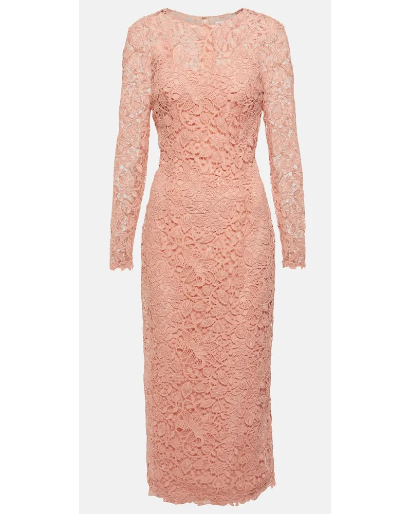 Carolina Herrera New York Abito midi in pizzo Rosa