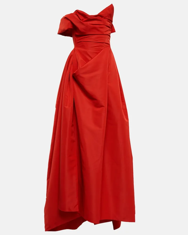 Vivienne Westwood Abito lungo monospalla in raso Rosso
