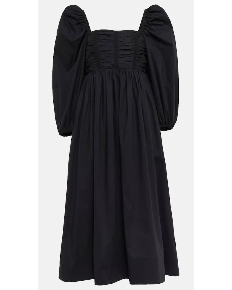 Ulla Johnson Abito midi Lelani in popeline di cotone Nero