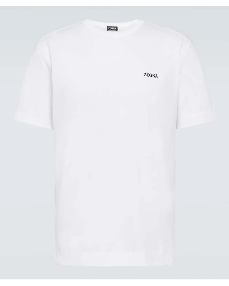 Ermenegildo Zegna T-shirt in jersey di cotone con logo Bianco