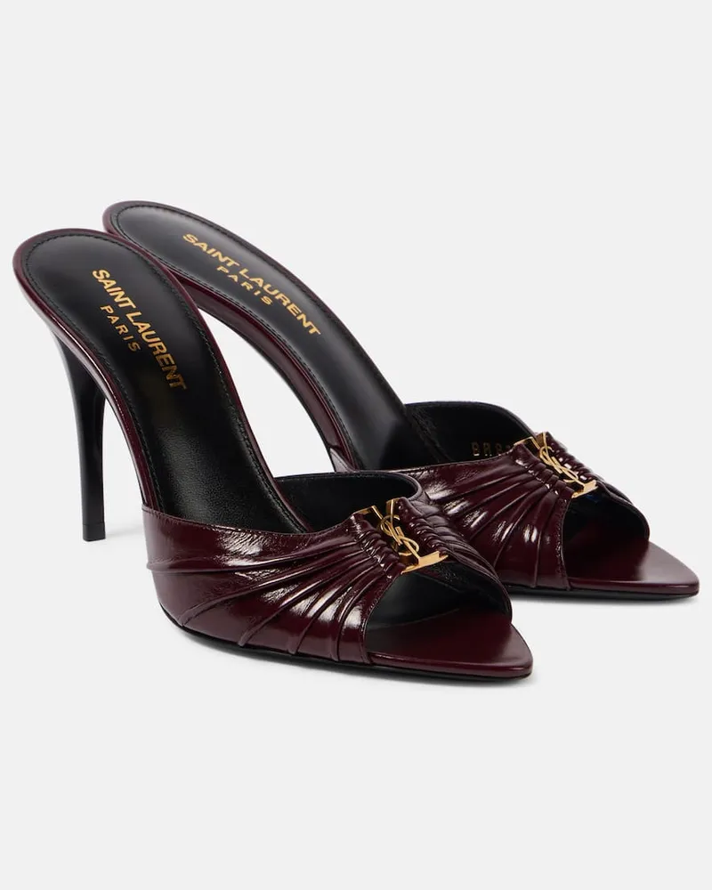 Saint Laurent Mules Babylone Cassandre 90 in pelle Borgogna